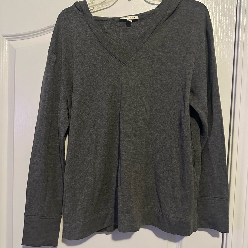 Prologue Gray V-Neck Hoodie